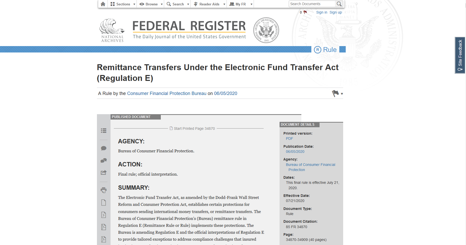 Federal Register gibt Ende des SWIFT Code Systems bekannt